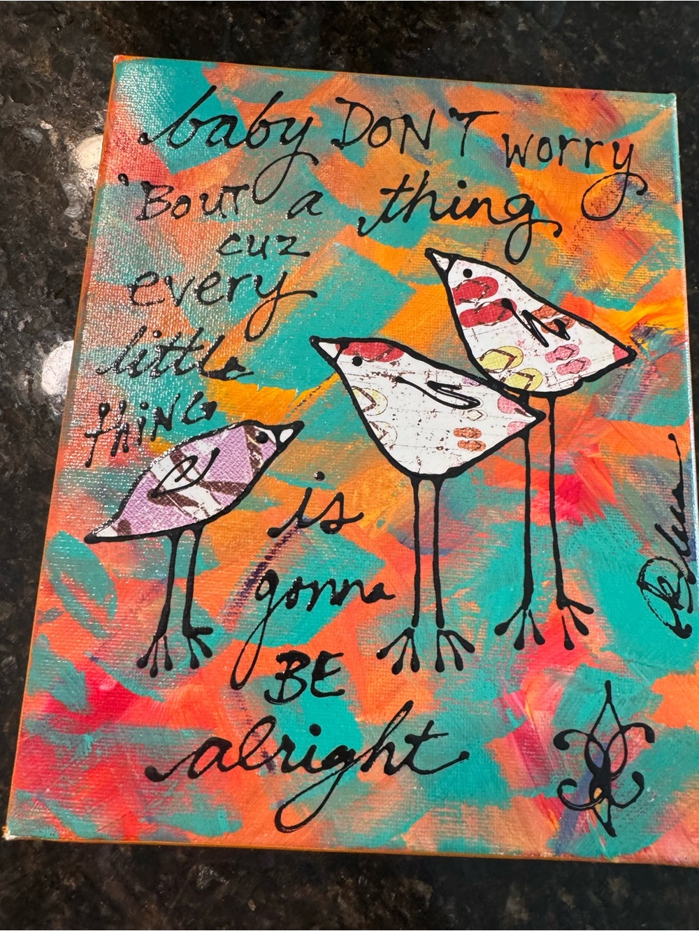 Colorful Birds Inspirational Canvas Wall Art - Turquoise & Orange